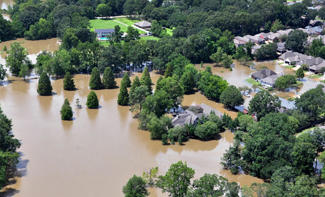 aerial image of Baton Rouge neighborhood during 2016 flooding