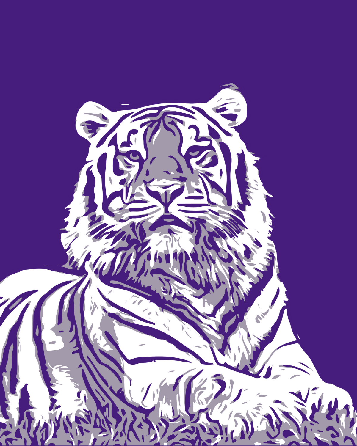 purple Mike the Tiger graphic