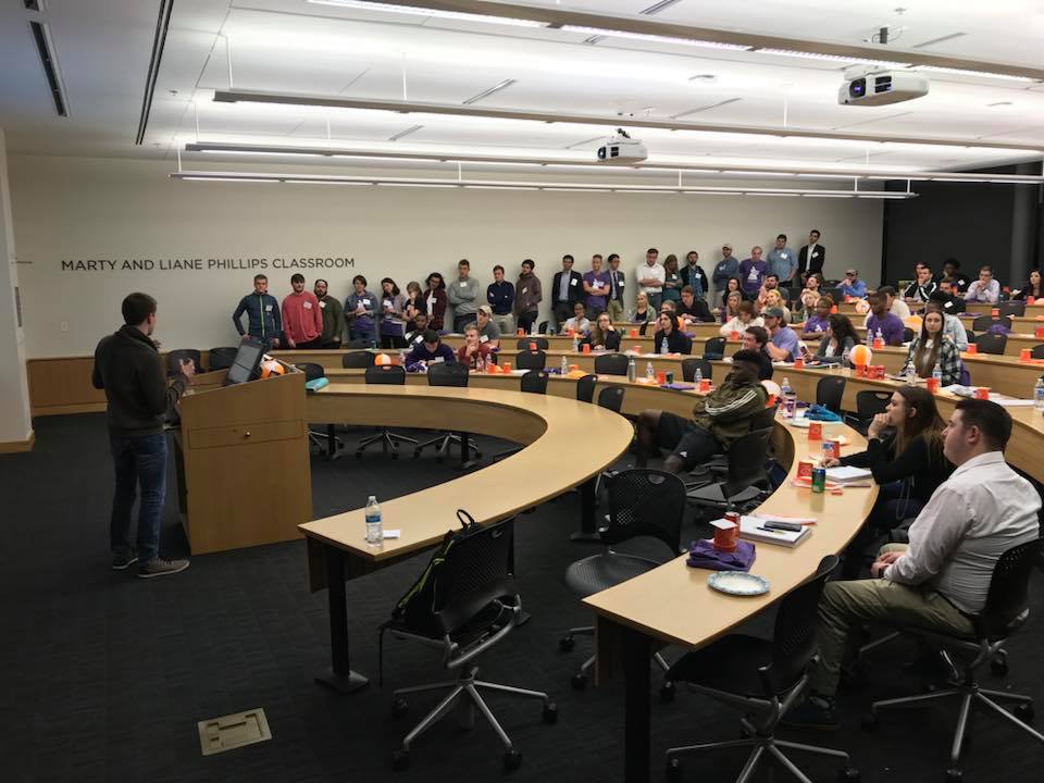 classroom full of students participating in startup weekend