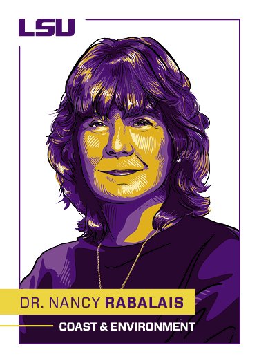 illustration of Nancy Rabalais in the style of a baseball card