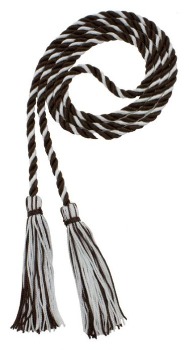 Brown and white spiraled honor cord.