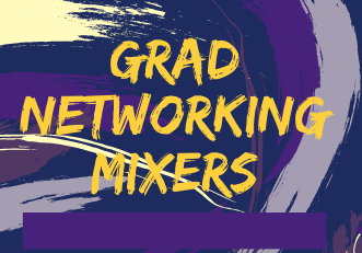 Grad Networking Mixer on purple and yellow background