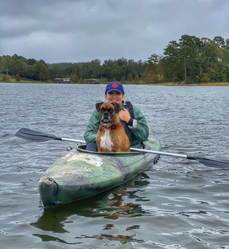 Remy with Nicole in a canoe