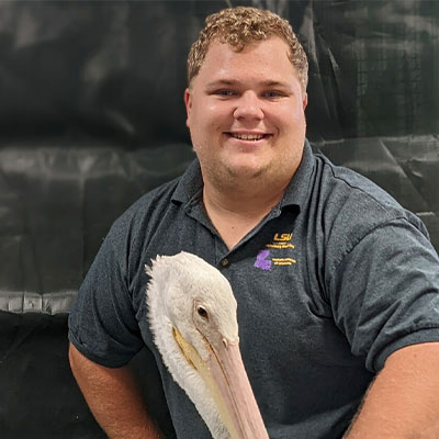 Christian Fortner with pelican