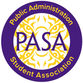 PASA logo circle with purple and gold font