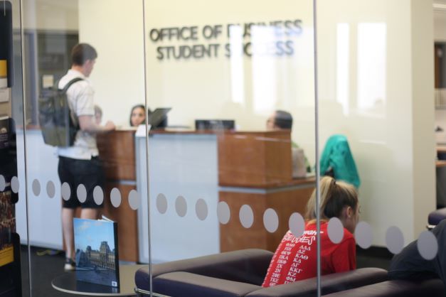 Students in reception area of OBSS department.
